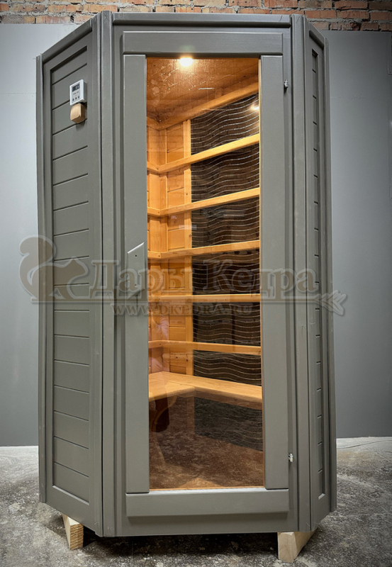 Одноместная угловая инфракрасная сауна кабина из кедра с карбоновыми излучателями